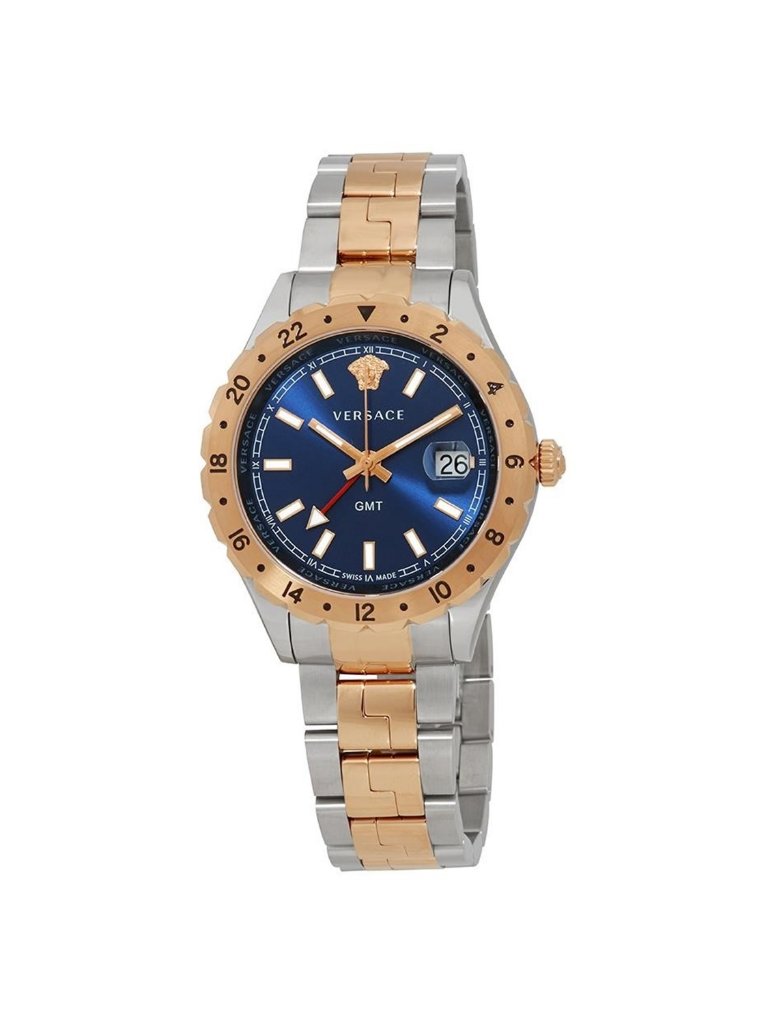 Nwt Versace Hellenyium Gmt Blue Dial Mens Watch